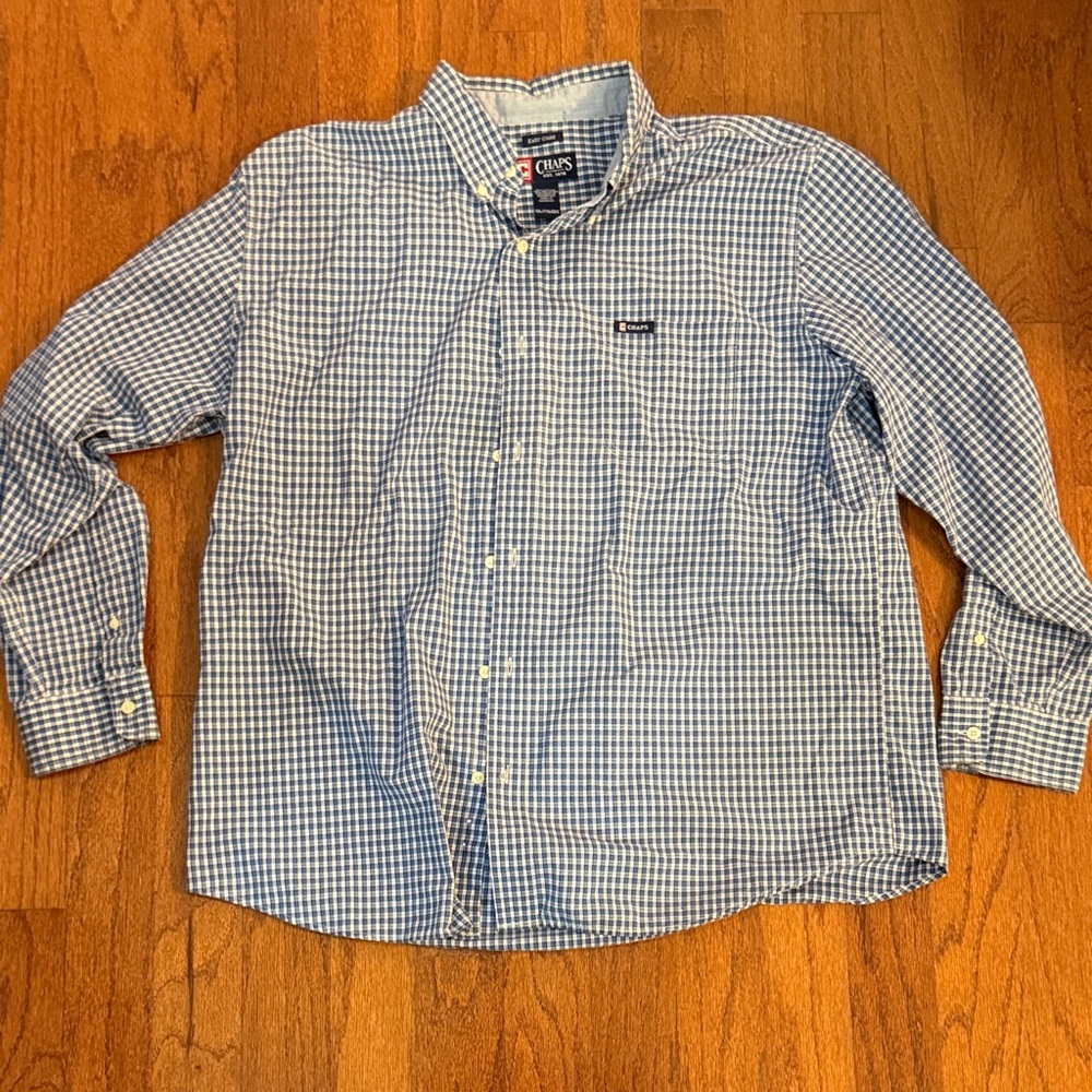 Chaps Blue and White Checkered Men's Shirt